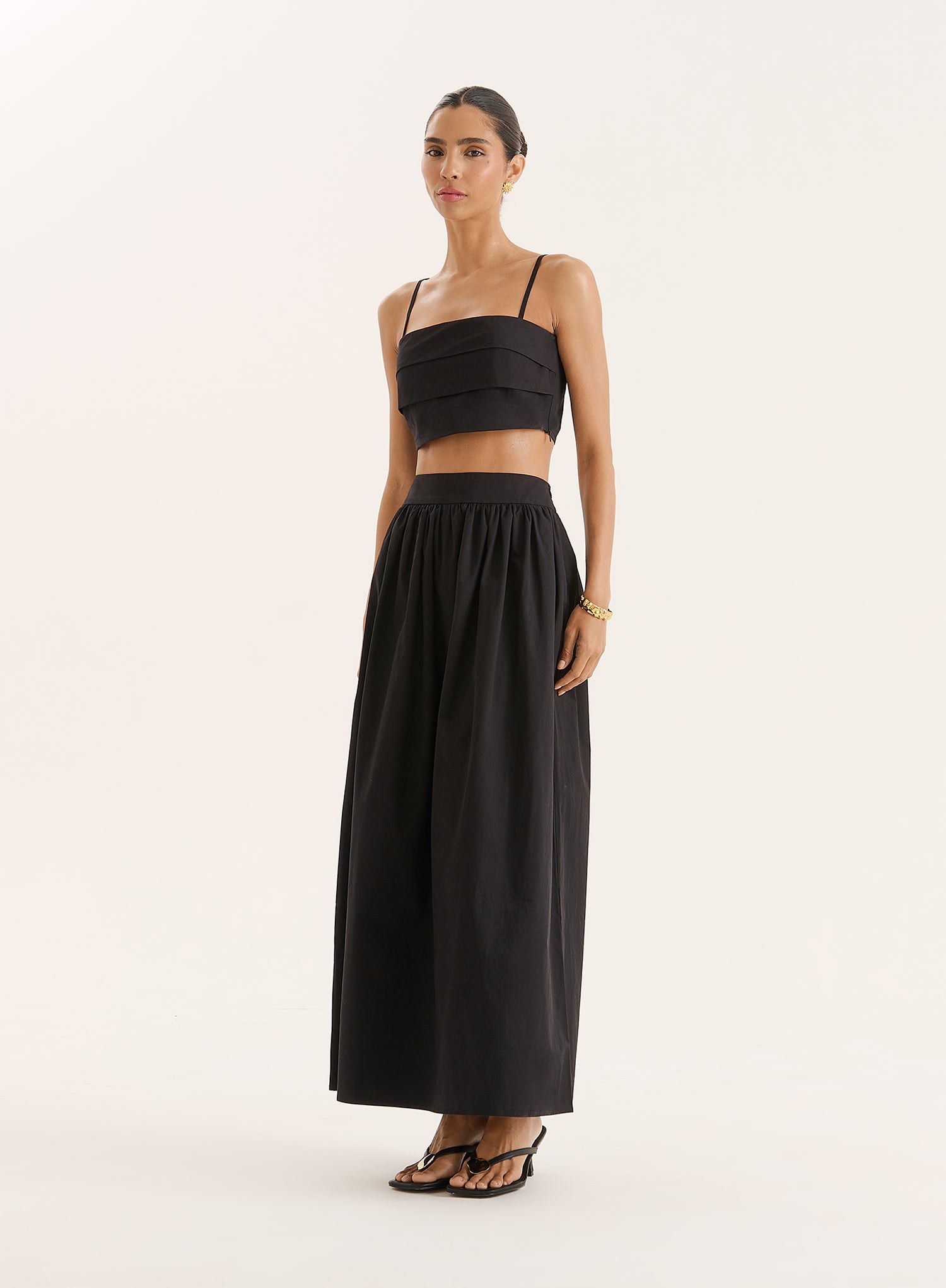 Black Cotton Cami Crop Top